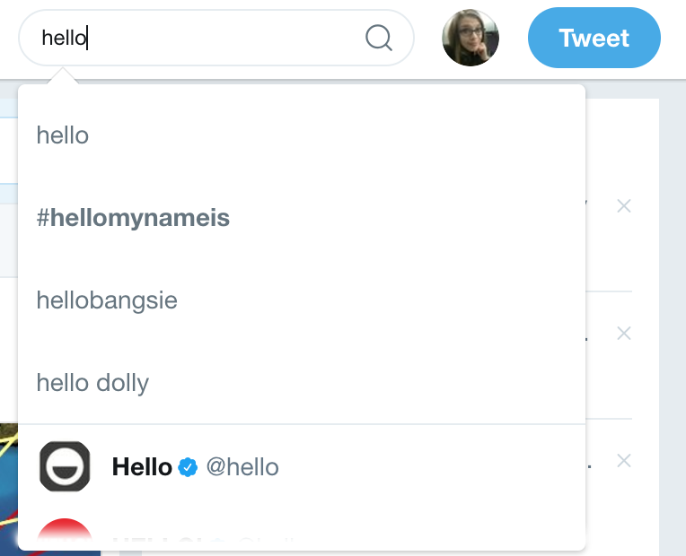 Search Bar with dropdown options on Twitter